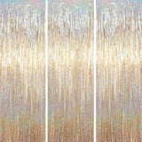 3 Pack 3.3 X 6.6 Ft Champagne Foil Fringe Backdrop, Tinsel Streamers Party Decorations, Fringe Backdrop For Birthday, Photo Booth Props For Bachelorette, New Years Eve Party Supplies