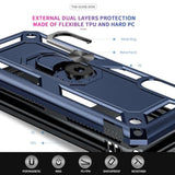 For Galaxy A10E Phone Case With Tempered Glass Screen Protector And Camera Lens Protector, Heavy Duty Rugged Android Unlocked Samsung A10E Cover With Magnetic Ring Holder Stand Men, Blue
