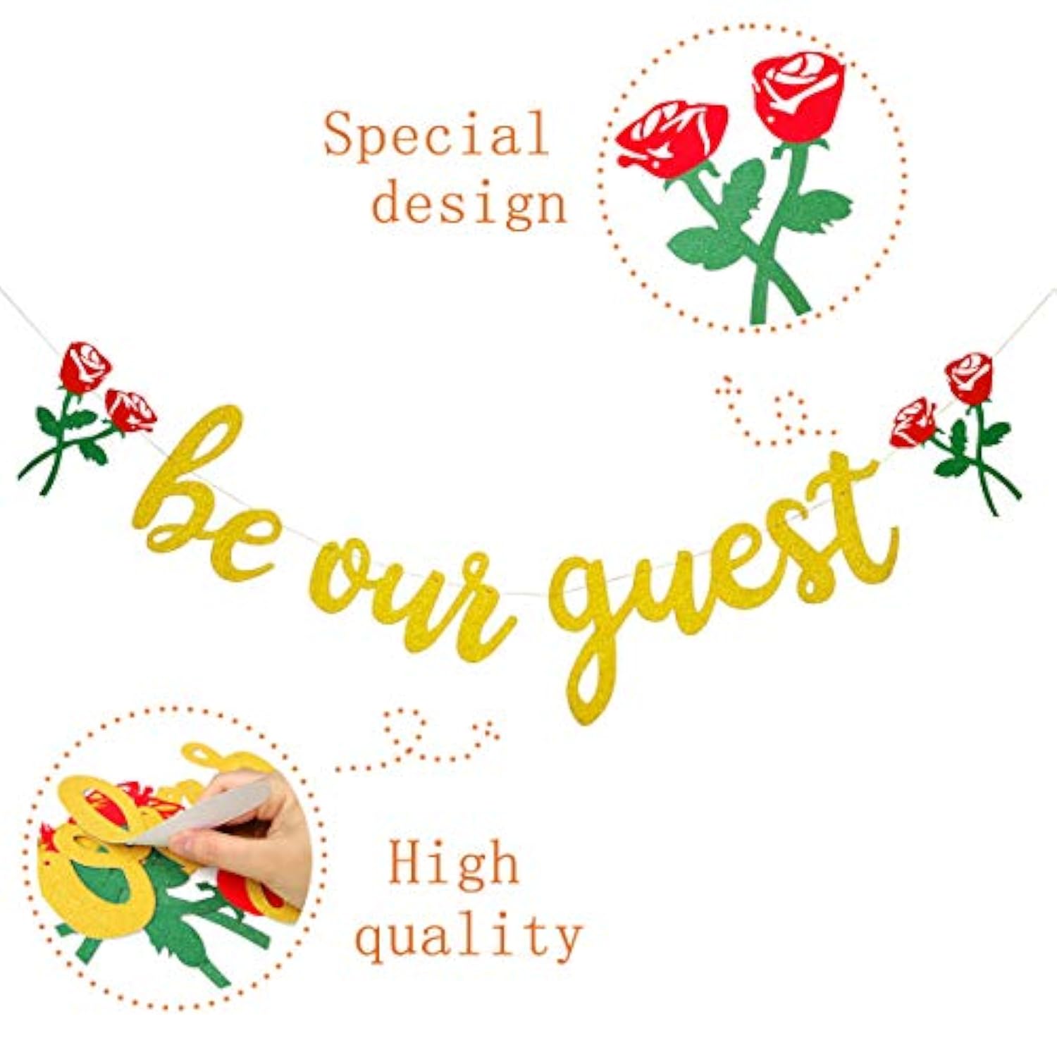 Be Our Guest Gold Sign Banner, Reception Banner For Beauty And The Bea