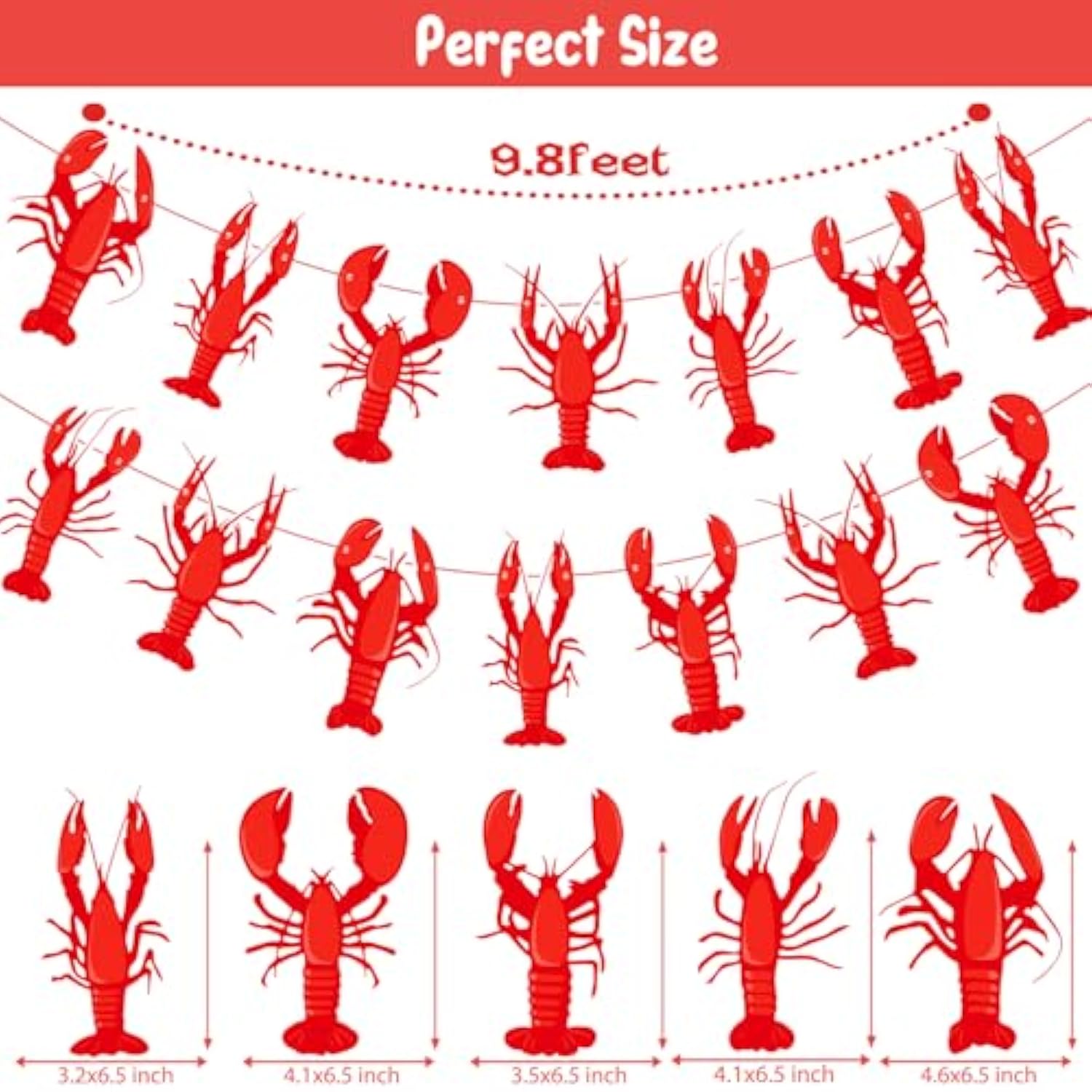 Crawfish Banners 2Pcs Crawfish Boil Party Decorations Pre-Strung Red Lobster Cutout Banner For Seafood Boil Lobster Shrimp Birthday Baby Shower Decor Supplies