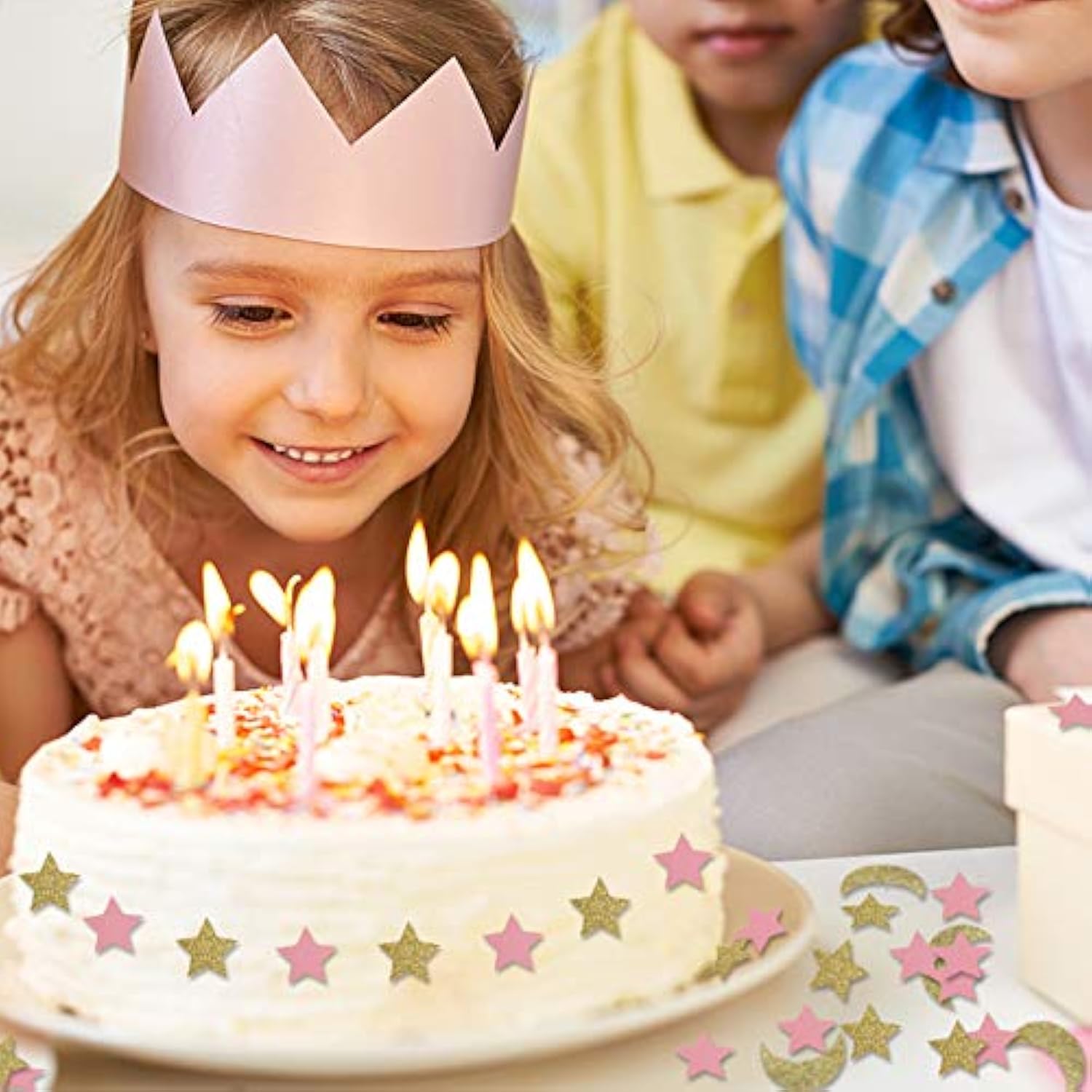 Star And Moon Paper Confetti For Baby Birthday Wedding Party Table Decorations Pink And Gold Glitter Table Scatter Baby Shower Party Supplies