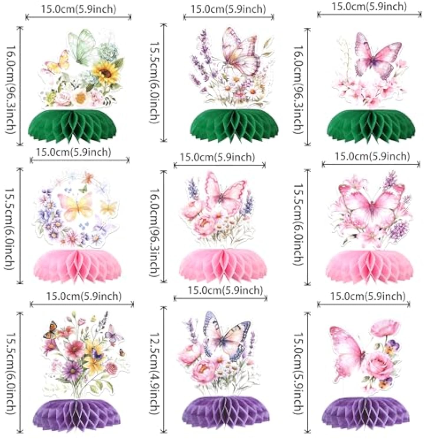 9 Pcs Butterfly Honeycomb Centerpieces Butterfly Birthday Party Decorations For Tables Spring Flowers Honeycomb Table Centerpieces For Spring Theme Baby Shower Wedding Birthday Party Supplies