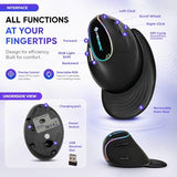 Ergonomic Mouse With Wireless Connection, Removable Palm Rest, Thumb Buttons, Rechargeable Battery, 800 Dpi, Compatible With Windows And Mac Os