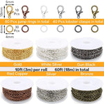 Chains Jewelry Making Supplies, 60Ft Cable Link Chains For Making Jewelry Necklace Earring Bracelet Findings Diy Craft Kit For Adults, 6-Color 2Mm Gold Silver Copper Plated Metal Link Rolls Bulk