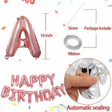 Rose Gold Happy Birthday Balloons Banner, 16 Inch Mylar Foil Letters Balloon Sign For Birthday Party Decorations Photo Booth Backdrop