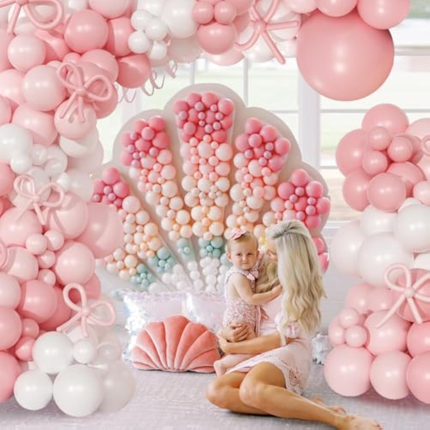 Coquette Pink Bow Balloon Garland Kit – 145 PCS for Birthday Party Decorations