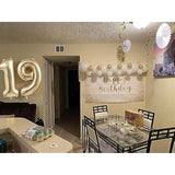 40" Light Gold Number 16 Balloon, White Gold Foil Mylar Jumbo Digital Balloon Decor