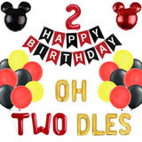 Oh Twodles Mickey Minnie 2nd Birthday Balloons & Happy Birthday Banner