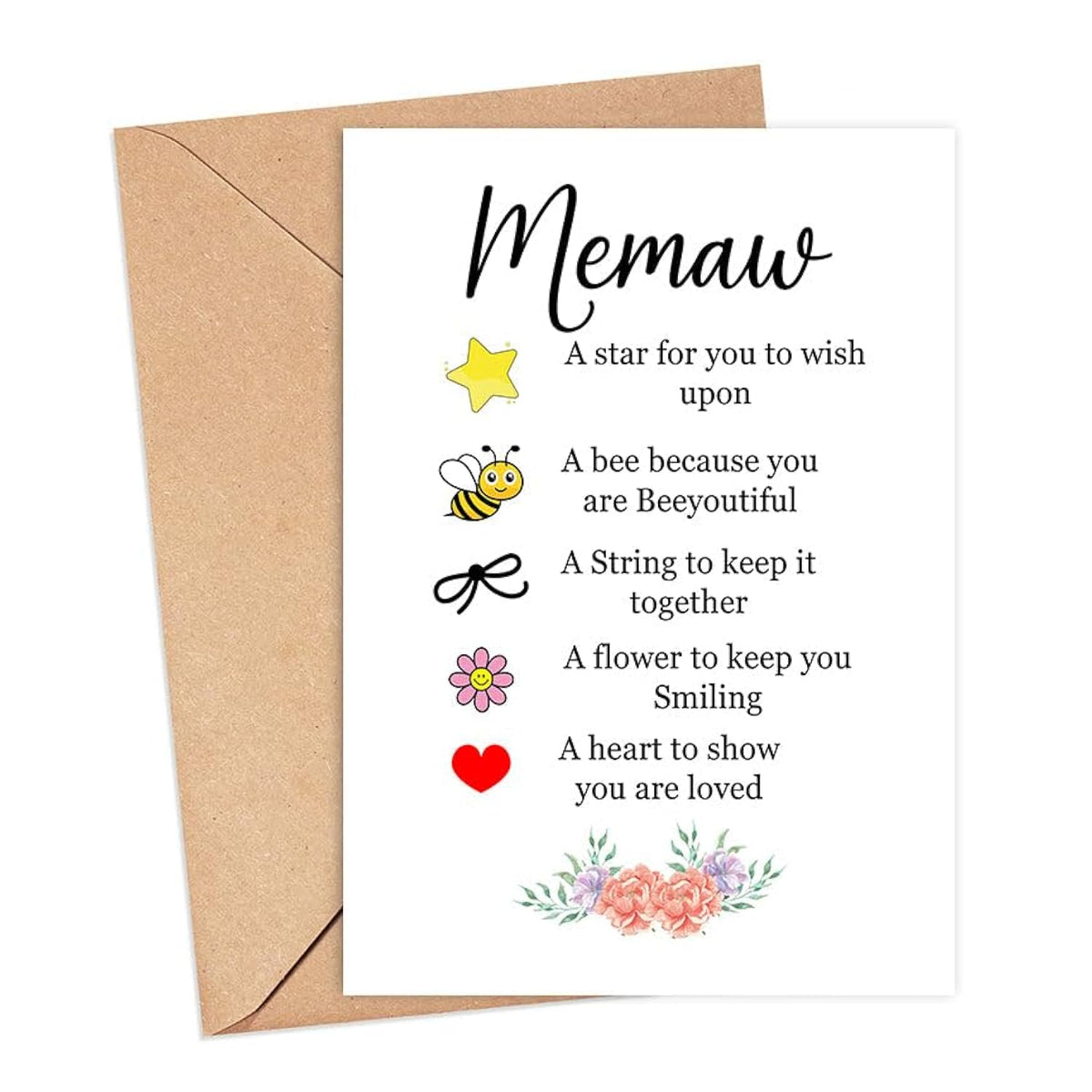 Memaw Card - Memaw I Love You Gift - Token I Love Gift - Appreciation Gift - Mothers Day Gift For Memaw - Gift For Memaw - Birthday Gift For Memaw - I Love You Memaw Card