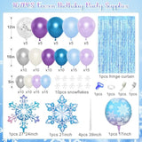167Pcs Frozen Balloons Arch Garland Kit, Froozen Birthday Party Decorations Supplies Fringe Curtain Blue Purple Snowflake Balloon For Winter Wonderland Princess Girl Decor