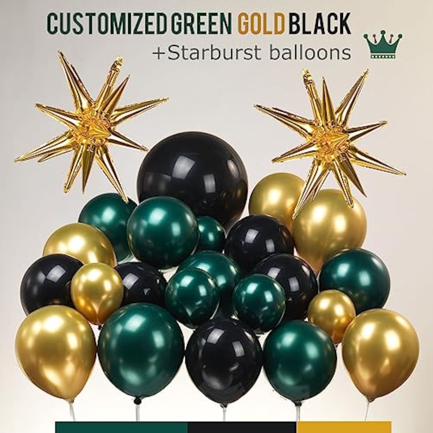 Green And Black Gold Balloons Garland Arch Kit 137Pcs Double Stuffed Dark Emerald Green And Chome Gold Balloons For Birthday Graduation Christmas Decorations Happy New Year Eve Decorations 2025