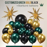Green And Black Gold Balloons Garland Arch Kit 137Pcs Double Stuffed Dark Emerald Green And Chome Gold Balloons For Birthday Graduation Christmas Decorations Happy New Year Eve Decorations 2025