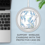 Protective Clear Floral Case Cover With Cleaner Kit Portable Shockproof Women Girls With Keychain For Apple Airpods 2/1 Charging Case - Clear/Blue Flower