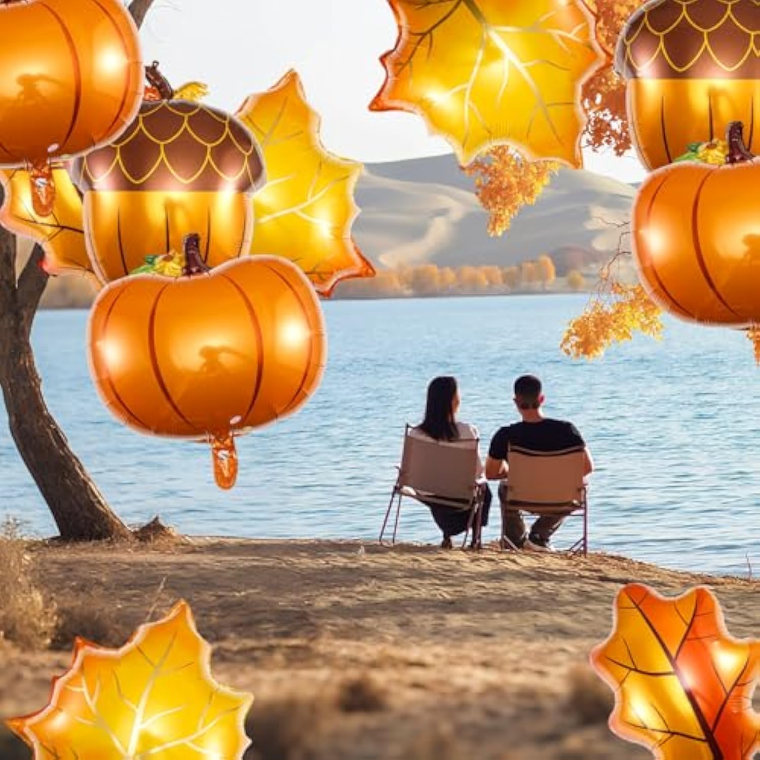 Thanksgiving Fall Balloons 16Pcs Pumpkin Acorn Maple Leaf Balloons for Autumn Party Decor