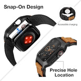 Bands Compatible With Apple Watch 44Mm 45Mm With Case,Rugged Velcrsport Apple Watch Strap With Protective Cover For Iwatch Series 9/8/7/6/5/4/Se For Men(Black)