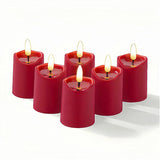 Simplelight Red Flameless Votive Candles With Timer, Realistic Black Wick Valentine’S Day Candles Battery Operated, Battery Included, D 1.8” X H 3.1”, Set Of 6 For Wedding, Christmas Decoration (Red)