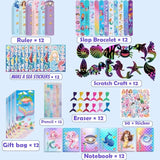 146Pcs Mermaid Party Favors 12 Pack Birthday Party Supplies, Little Mermaid Stationery Set Baby Shower Goodie Bag Stuffers Classroom Rewards For Kids Pinata Fillers