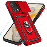 Phone Case For Motorola Moto G 5G 2025/Moto G 5G 2026/Moto G Play 2026 Case With Hd Screen Protector & Slide Camera Cover & Kickstand, [Military-Grade] Phone Case, Red