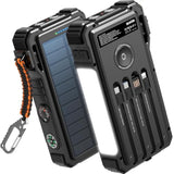 Solar Power Bank 20000Mah/74000Mwh Built-In Cables, Wireless Charger For Apple Watch, 20W Fast Charging Battery Pack With Usb C, Flashlight, Solar Charger For Iphone, Ipad, Iwatch, Samsung