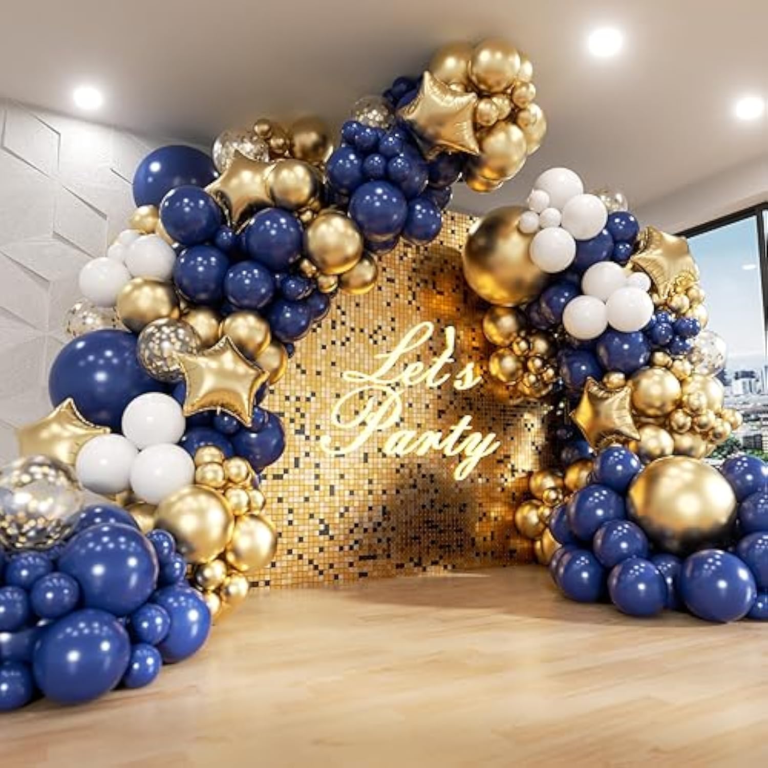 Navy Blue & Gold Balloon Arch Kit: Royal Party Garland