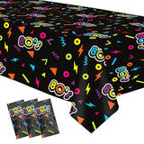 80'S Party Decorations Tablecloth, Disposable 80'S Theme Party Supplies Table Cover, 80S Birthday Table Cloth Decorations Supplies, 3 Pack, 54In X 108In