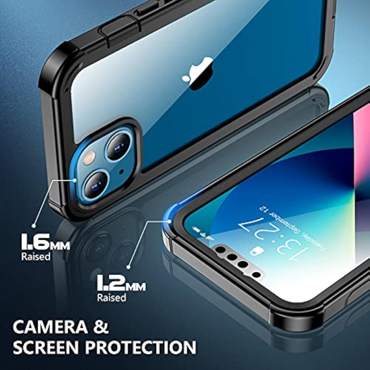 For Iphone 13 Case, [360 Full Body] [Heavy Duty Protection] With Built-In Screen Protector Tough Rugged 12 Ft Dropproof Shockproof Dust-Proof Bumper Case For Iphone 13 Phone Case 6.1 Inch