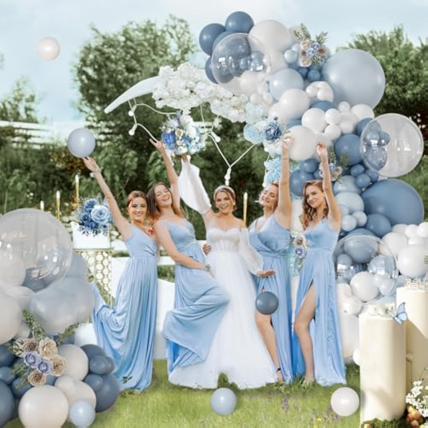 Dusty Blue Balloon Arch Kit, 126 Pcs Light Blue And White Balloon Garland Kit Include Macaron Sand White Balloons For Birthday Party Baby Shower Wedding Bridal Gender Reveal Decorations