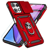 Phone Case For Motorola Moto G Power 5G 2025/Moto G Play 5G 2025 Case With Hd Screen Protector & Slide Camera Cover & Kickstand, [-Grade] Phone Case (Red)