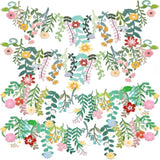 4 Pcs Flower Banner Garland Wildflower Party Decorations Groovy Boho Floral Spring Leaf Banners For Girl Women Birthday Bridal Baby Shower Garden Wedding Wall Classroom Backdrop Party Supplies