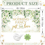 Nothing Fancy Just Love Banner Sage Green Bridal Shower Decorations Wedding Shower Backdrop for Photography Greenery Bridal Shower Banner (6x3.6ft)