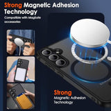 Magnetic Case For Samsung Galaxy S25 5G 6.2” [Compatible With Magsafe] [15 Ft Grade Protection] Magnetic Charger Case Bumper For S25, Frosted Translucent Back Phone Cover- Matte Black