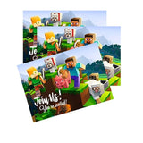 24Pcs Pixel Birthday Invitations,Pixelated Video Game Party Invitations Birthday Party Supplies Decoration (Invitations 5)