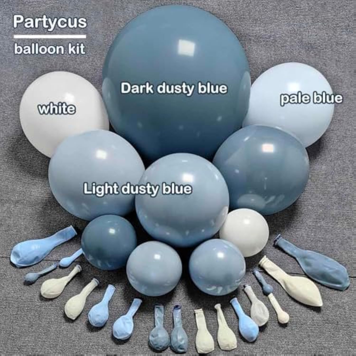 Dusty Blue White Balloon Arch Kit Double Stuffed Pastel Baby Slate Blue White Matte Latex Balloon Garland For Baby Shower Birthday Wedding Party Decoration