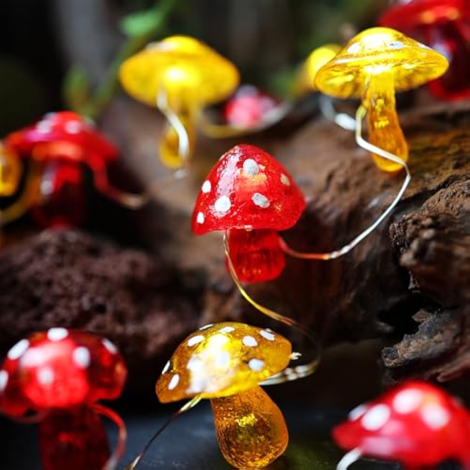 Mushroom Décor Fairy String Lights-3D Mushroom Lights Usb Plug In Or Battery Operated 7Ft 20 Led With Timer And Dimmer-