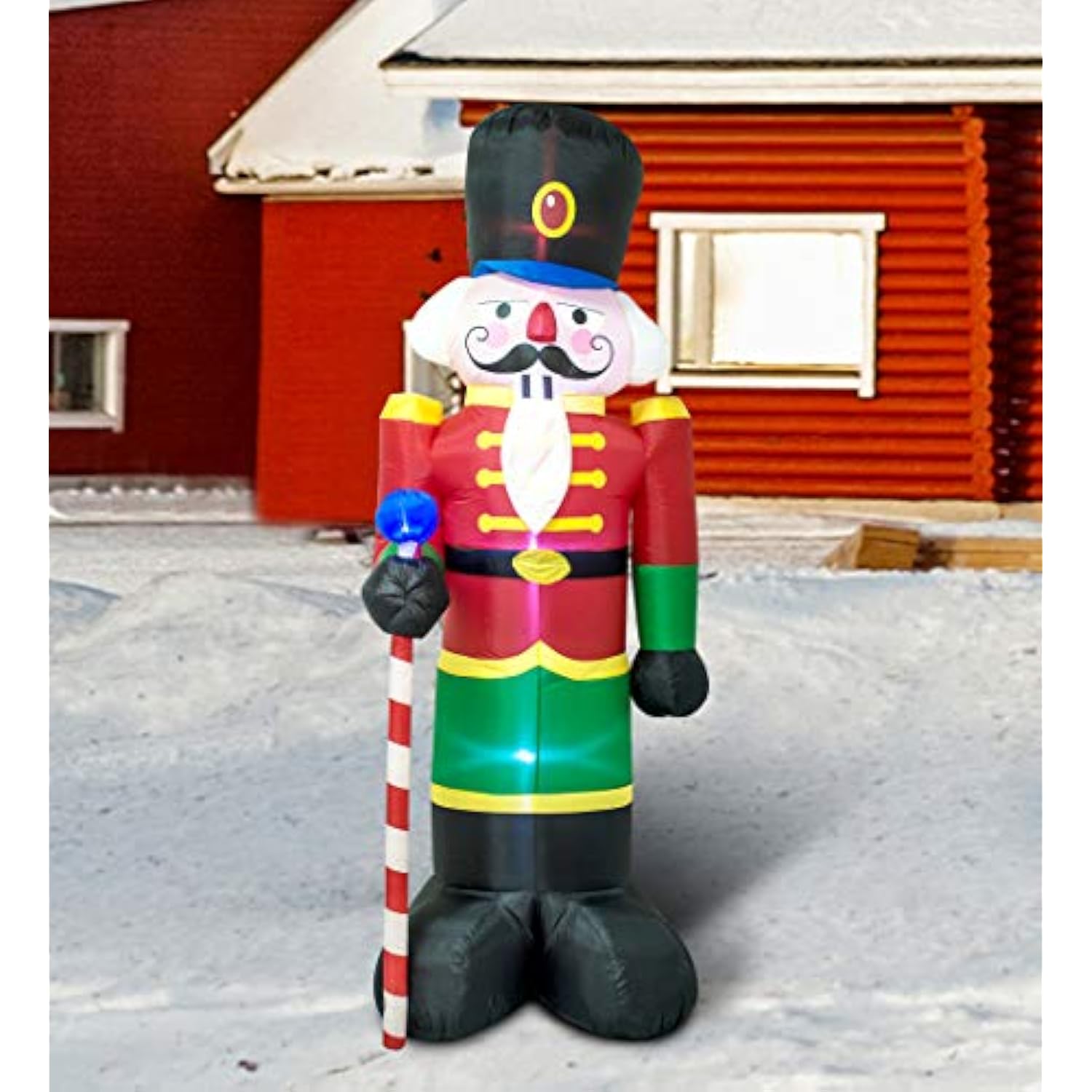 8 Feet Christmas Inflatable Nutcracker Soldier Holiday Lighted Blow Up Yard Decoration 8Ft Estaca Nutcracker Inflatable