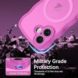 For Iphone 16 Case Cute, Curly Wave Iphone16 Phone Case [Compatible With Magsafe], [Full Camera Protection] Slim Shockproof Translucent Matte 16 Magnetic Cover For Women Girls, Berry Pink