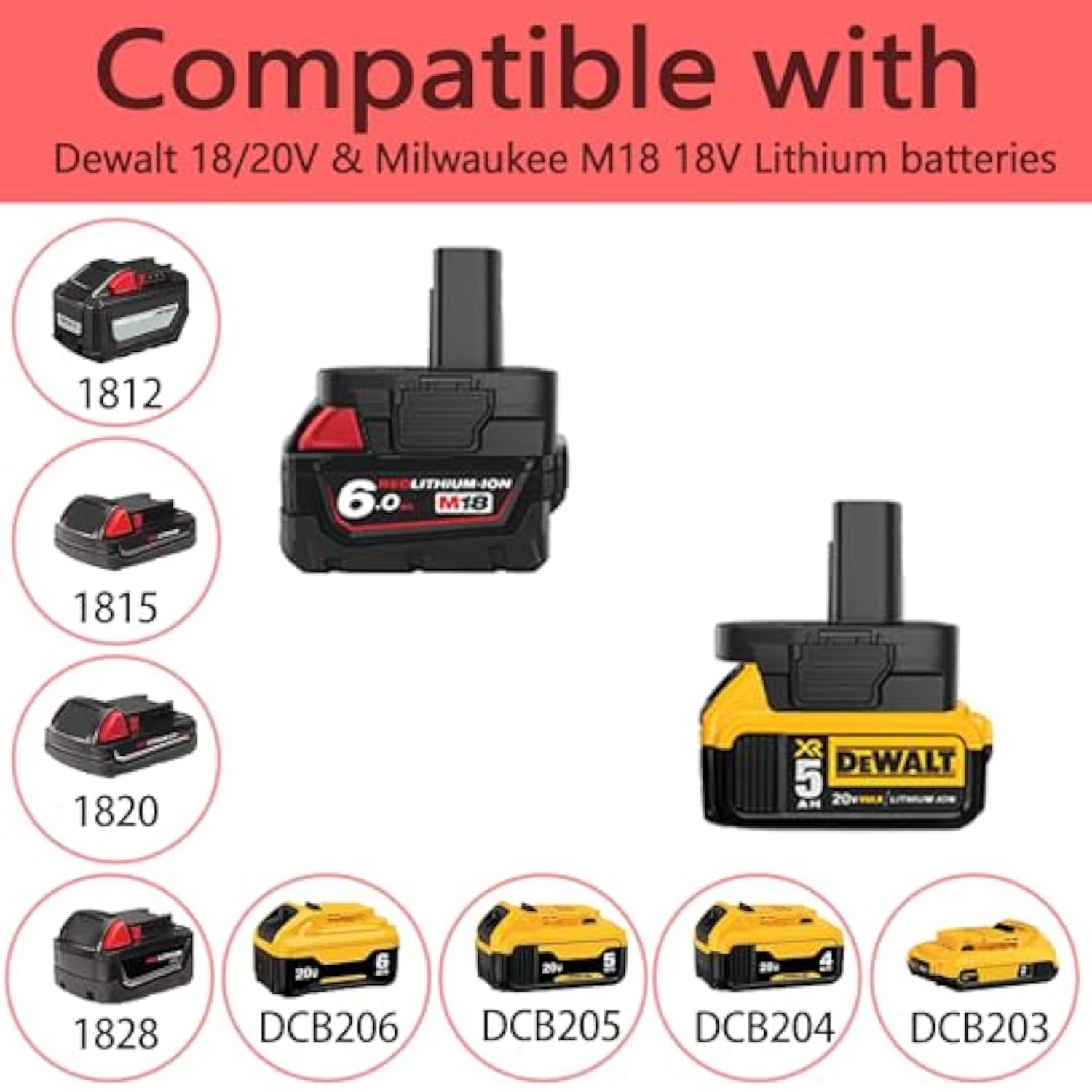 Battery Adapter, Compatible For Dewalt 18V-20V & For Milwaukee Milwaukee M18 18V Batteries, Convert To Craftsman19.2 Volt Battery, Use For Craftsman 19.2V Nickel Power Tools