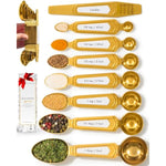 White And Gold Measuring Spoons With Leveler - Featuring 8Pc Upgraded Style, Dual-Sided, Stackable, Stainless Magnetic Measuring Spoons Set - Fits In Spice Jars, White And Gold Kitchen Accessories