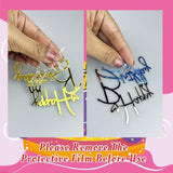 24pcs Mirror Acrylic Happy Birthday Cake Toppers – 8 Styles, 3 Colors Set