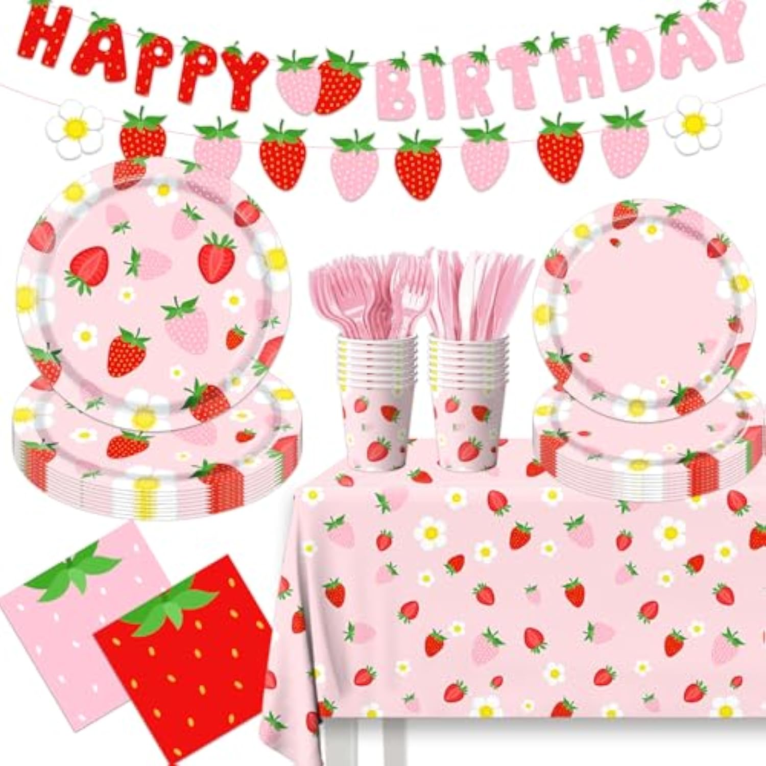 Strawberry Party Supplies Strawberry Theme Birthday Party Tableware Set Summer Fruit Themed Party Decorations For Berry Sweet Birthday Baby Shower Fruit 1St Party Decorations Serve 20