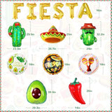Fiesta Party Decorations Set, Big Taco Party Decorations Set - Pack Of 12, Fiesta Taco Llama Cactus Avocado Chili Sombrero Balloons For Mexican Party Decorations, Mexican Theme Baby Shower Decorations