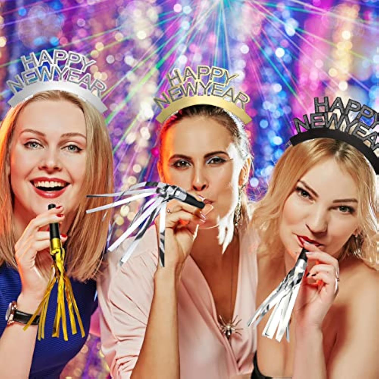 36pcs New Year Party Supplies Gold Silver Noise Makers Headbands