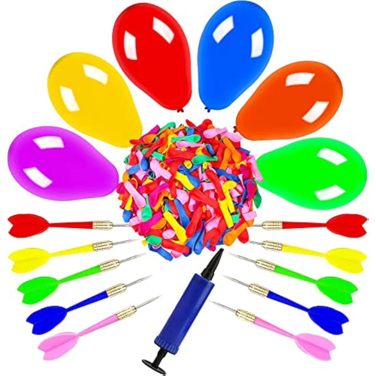 Dart Balloon Game Set Includes 500 Balloons & 10 Darts Plus Pump - Exciting Outdoor Game For Adults, Best Carnival, Birthday Party & Backyard Fun