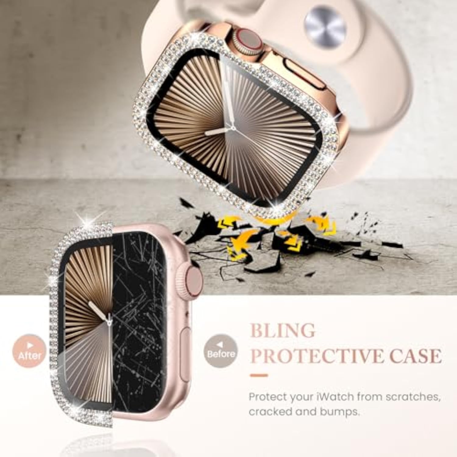 4-Pack Bling Case with Glass for Apple Watch 46mm Series 11/10 - Compatible with Series 11 and 10