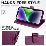 TUCCH Wallet Case for iPhone 14 (6.1") 2022, Flip Stand, Plum Purple