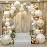 Champagne Gold And White Balloons, 12 Inch Double Stuffed Pearl White Sand Gold Metallic Balloons Wedding Beige Cream Latex Balloon For Boho Bridal Shower Birthday Bachelorette Engagement Party Decor