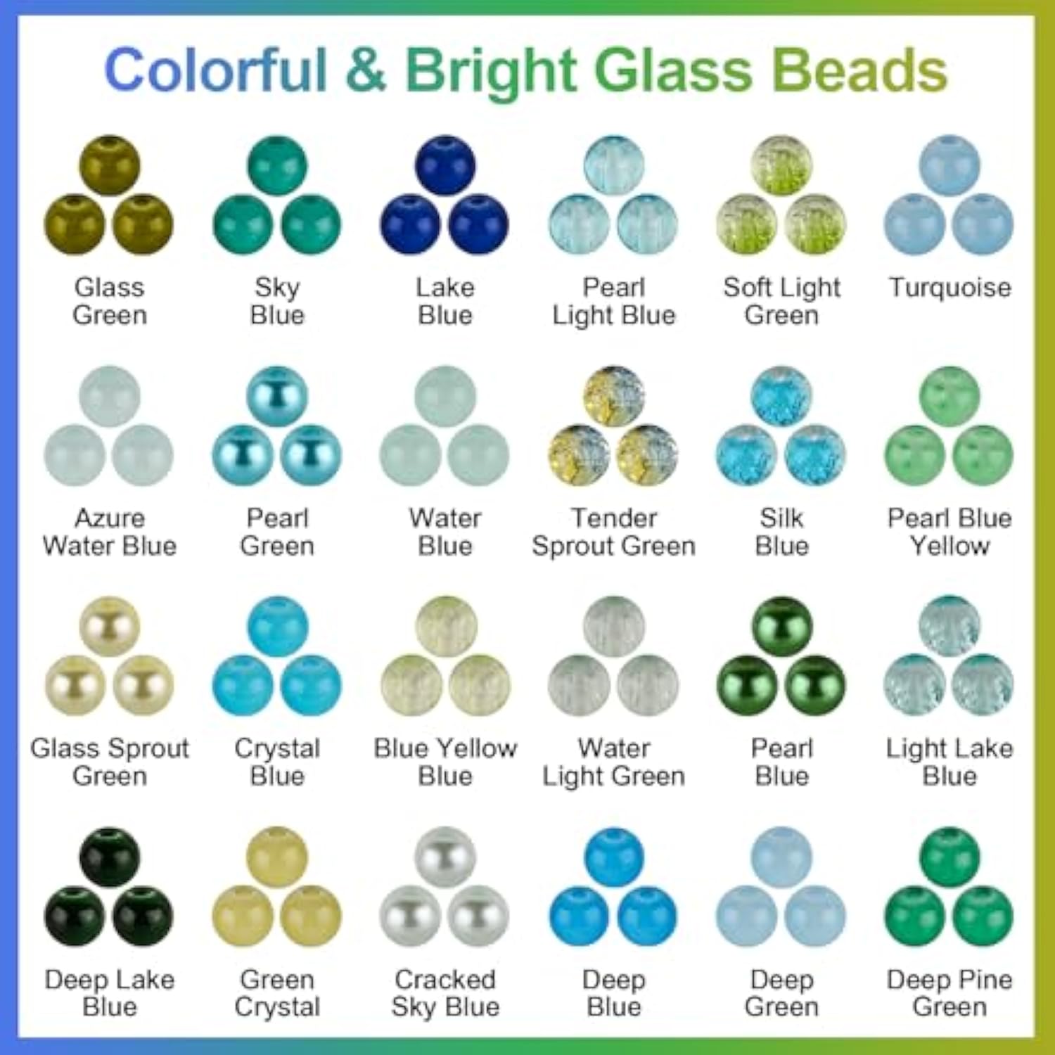 4mm Glass Beads Kit: 2800+ Blue & Green Jade Beads for DIY Crafts