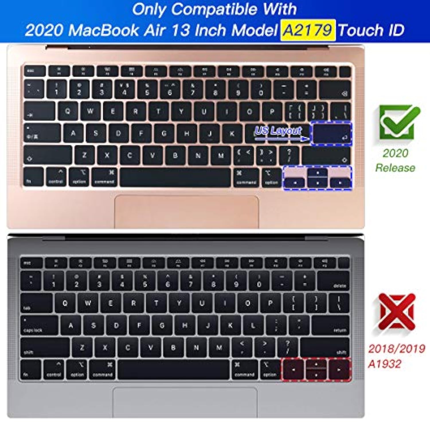 Keyboard Cover For Macbook Air 13 Inch 2022 2021 2020 A2337 M1 A2179, Macbook