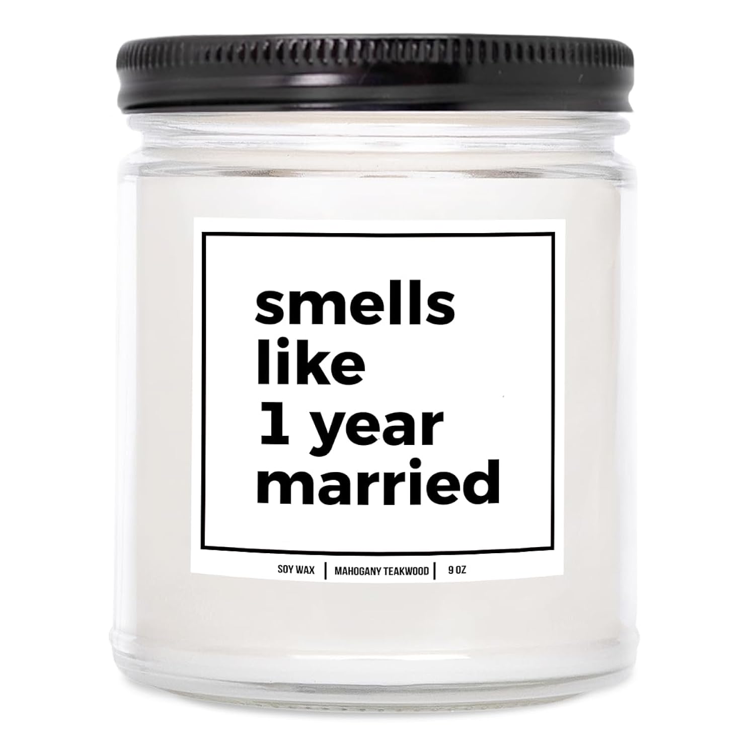 You Nique Designs 1St Wedding Anniversary Candle - One Year Candle Gifts - 1 Year Anniversary Candles For Wife, Husband, Couples, Him, Her - First Wedding Anniversary (Mahogany Teakwood)