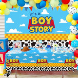 Boy Story Baby Shower Backdrop – “It’s a Boy Story” 3×5 ft Toy & Cloud Theme Banner Decoration